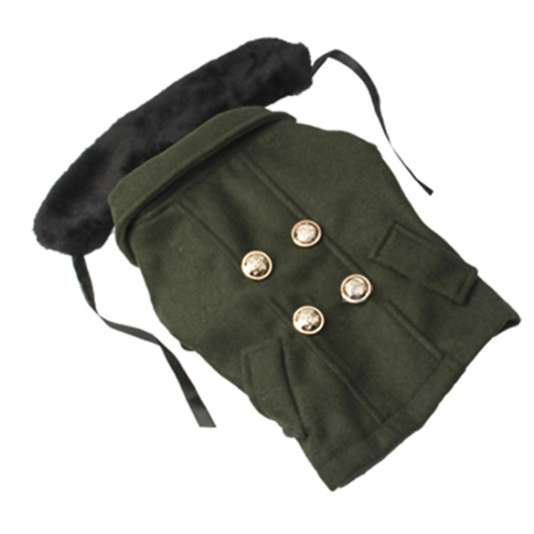Gorgeous Woolen Cloth with Fur Collar Dog Coat Pet Clothes, Size: XL , Size: S(Deep Green)