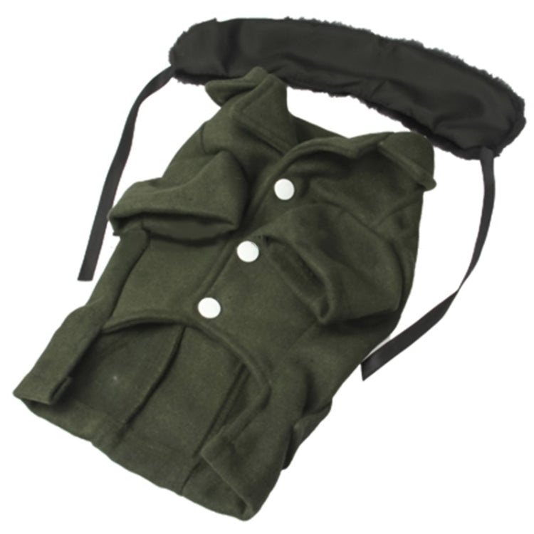 Gorgeous Woolen Cloth with Fur Collar Dog Coat Pet Clothes, Size: XL , Size: S(Deep Green)
