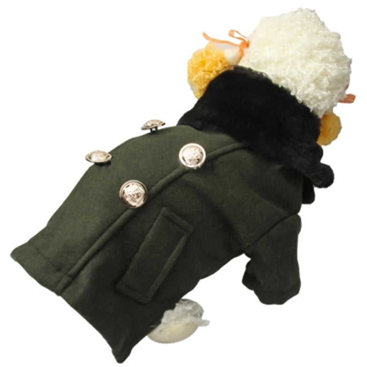 Gorgeous Woolen Cloth with Fur Collar Dog Coat Pet Clothes, Size: XL , Size: S(Deep Green)