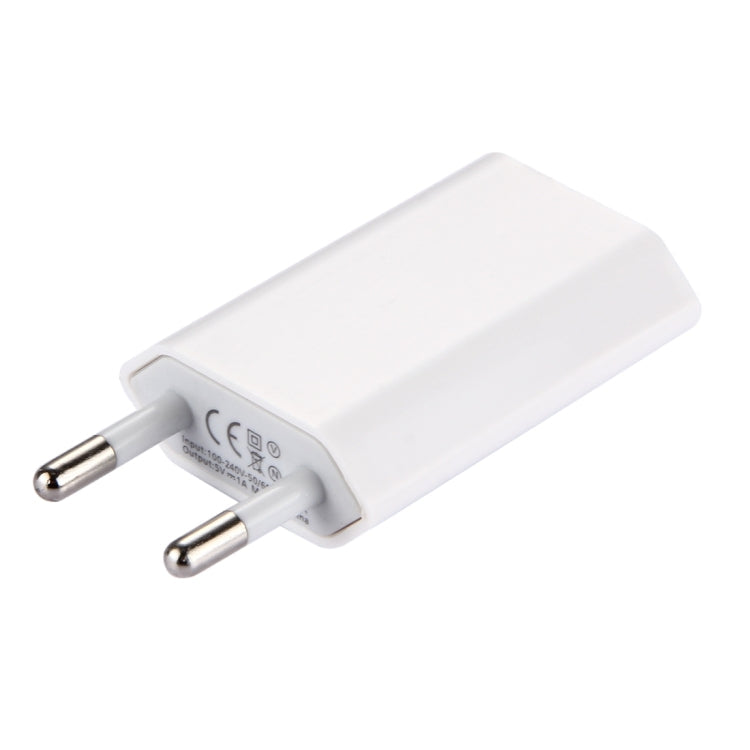 5V / 1A Single USB Port Charger Travel Charger, EU Plug, EU Plug White