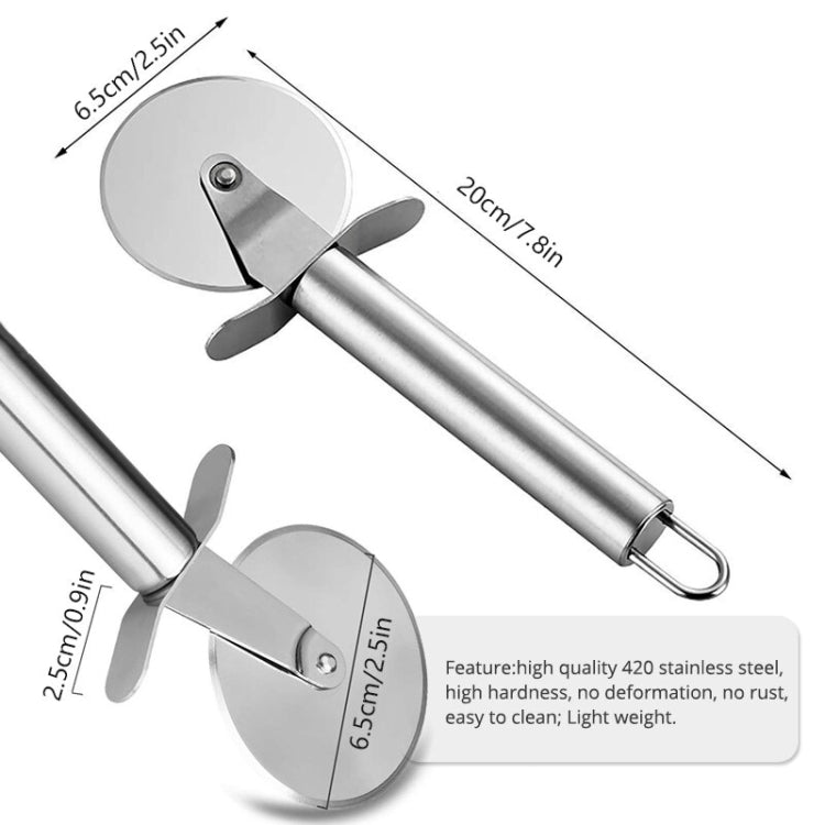 LsCook Stainless Steel Round Pizza Cutter Knife, Sigle Wheel