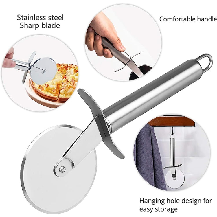 LsCook Stainless Steel Round Pizza Cutter Knife, Sigle Wheel