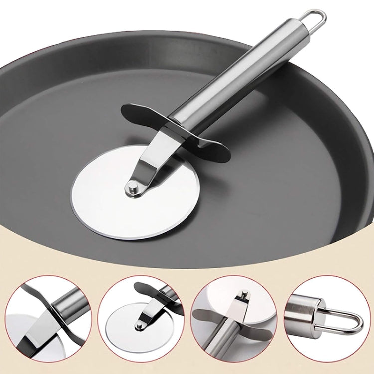 LsCook Stainless Steel Round Pizza Cutter Knife, Sigle Wheel