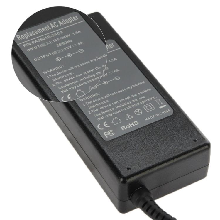 90W 15V 6A AC Adapter for Toshiba Laptop, Output Tips: 6.3mm x 3.0mm