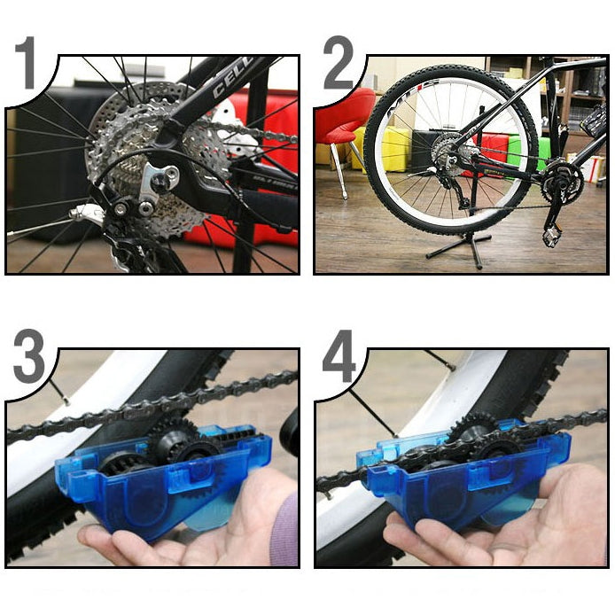 Bicycle Chain Cleaner Cycling Bike Machine Brushes Scrubber Wash Tool Kit Mountaineer Bicycle Chain Cleaner Tool Kits, 4