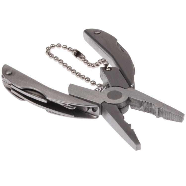 Mini Multi-functional Stainless Steel Pliers Tongs Cutter Knife Tool Kit Key Chain, 5 In 1