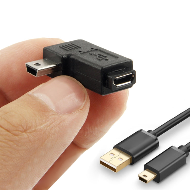 90 Degree Micro USB to Mini USB Adapter, Mini USB Female