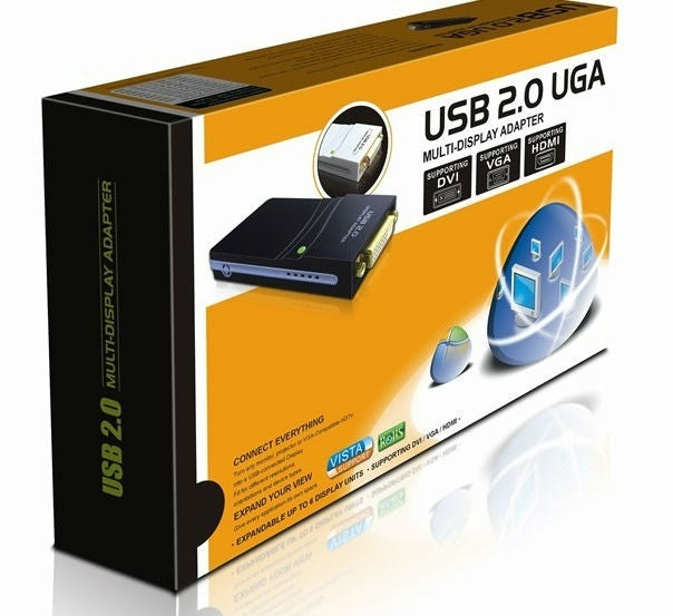 USB 2.0 to VGA, DVI, HDMI Adapter, Resolution: 1280*1024, Resolution: 1920*1080