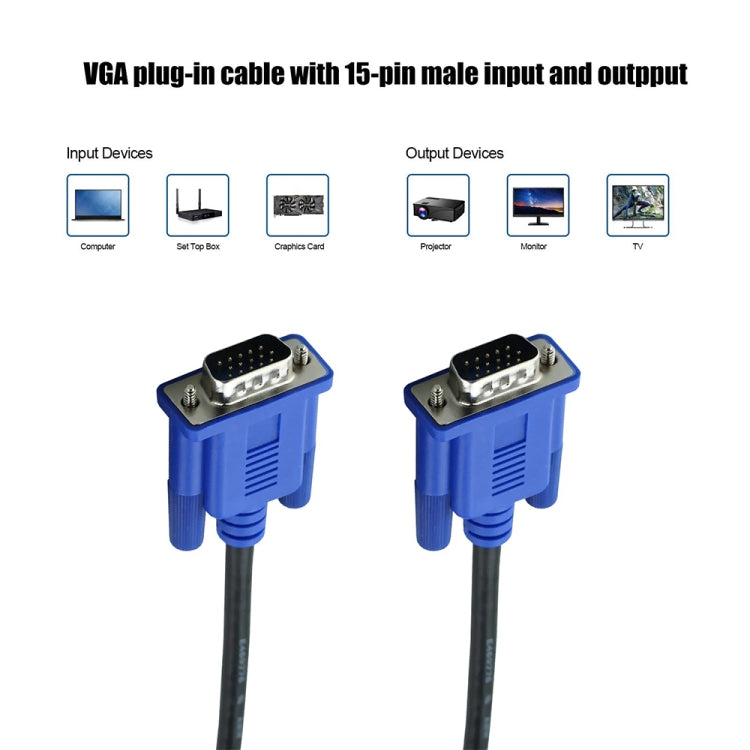 1.8m High Quality VGA 15Pin Male to VGA 15Pin Male Cable for LCD Monitor / Projector, 1.8m