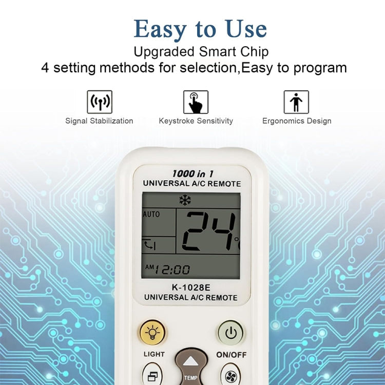 Chunghop K-1028E 1000 in 1 Universal A/C Remote Controller with Flashlight, K-1028E with Flashlight