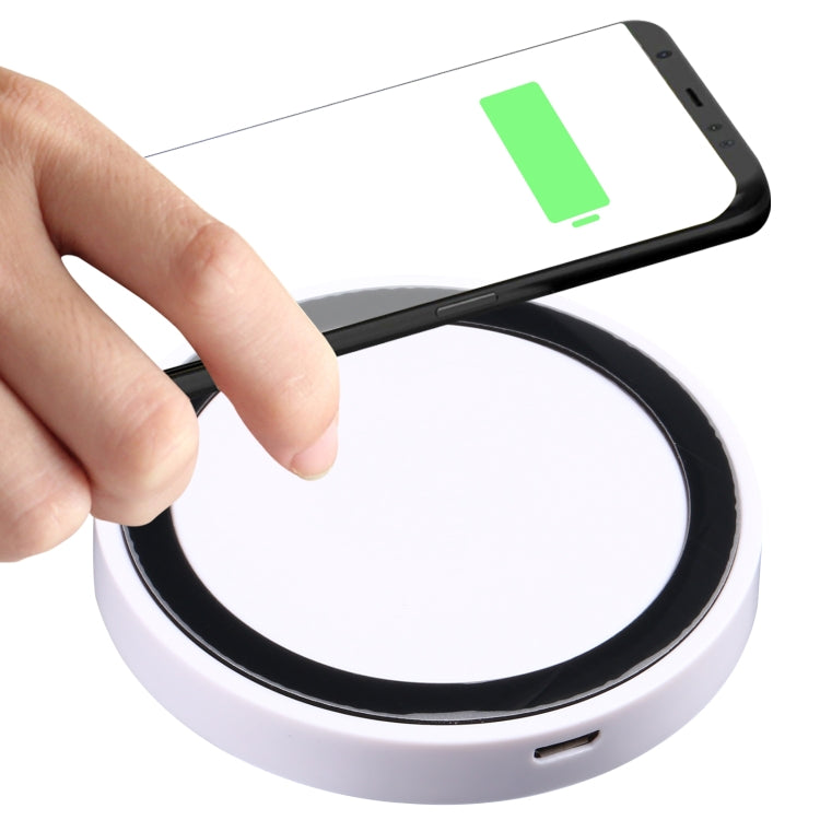 Universal QI Standard Round Wireless Charging Pad (White + Red), White, Black + White, Black + Orange, White + Black, Black + Blue, Black + Red, Grey+Black, White + Red
