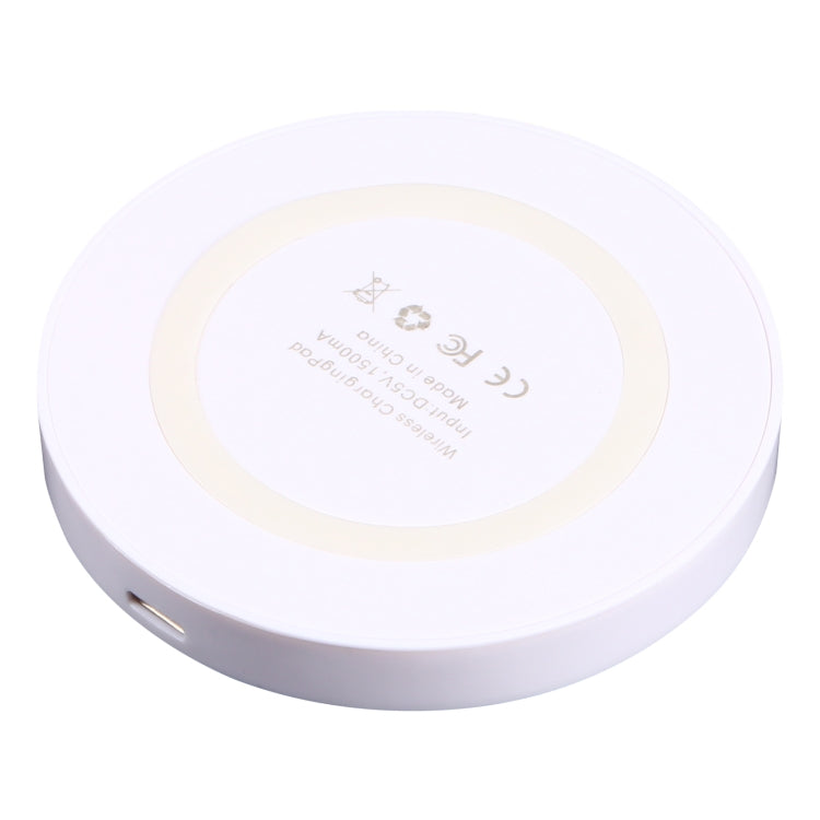 Universal QI Standard Round Wireless Charging Pad (White + Red), White, Black + White, Black + Orange, White + Black, Black + Blue, Black + Red, Grey+Black, White + Red