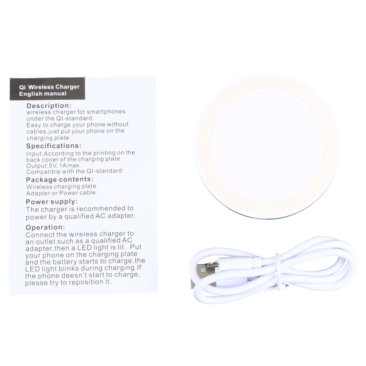 Universal QI Standard Round Wireless Charging Pad (White + Red), White, Black + White, Black + Orange, White + Black, Black + Blue, Black + Red, Grey+Black, White + Red