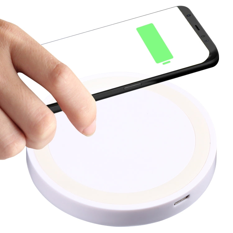 Universal QI Standard Round Wireless Charging Pad (White + Red), White, Black + White, Black + Orange, White + Black, Black + Blue, Black + Red, Grey+Black, White + Red