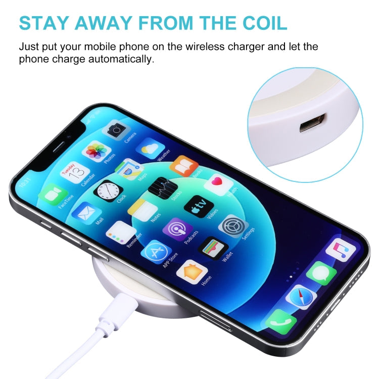 Universal QI Standard Round Wireless Charging Pad (White + Red), White, Black + White, Black + Orange, White + Black, Black + Blue, Black + Red, Grey+Black, White + Red