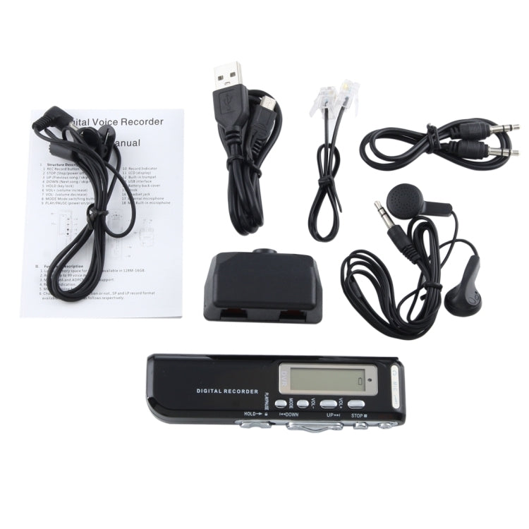 4GB Digital Voice Recorder Dictaphone MP3 Player, Support Telephone Recording, VOX Function(Black)
