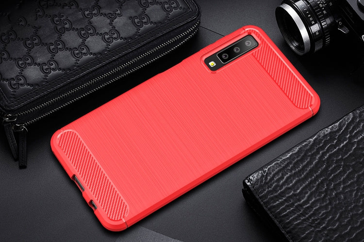 For Galaxy A7 (2018) / A750 Brushed Carbon Fiber Texture TPU Shockproof Anti-slip Soft Protective Back Cover Case, For Galaxy A7 (2018)