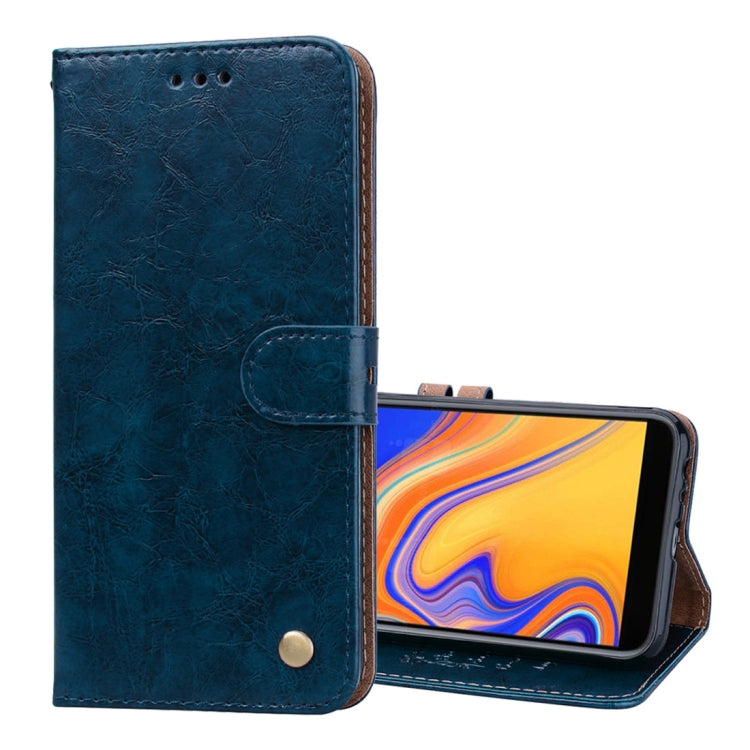 Business Style Oil Wax Texture Horizontal Flip Leather Case for Galaxy J4+, with Holder & Card Slots & Wallet, For Galaxy J4+