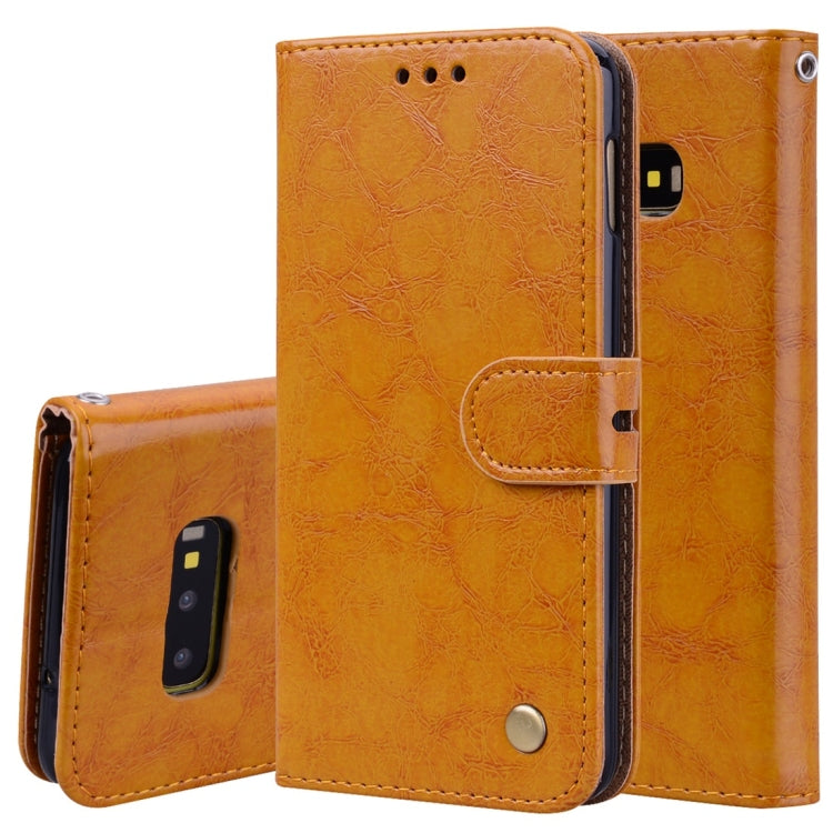 Business Style Oil Wax Texture Horizontal Flip Leather Case for Galaxy S10 E, with Holder & Card Slots & Wallet, For Galaxy S10 E