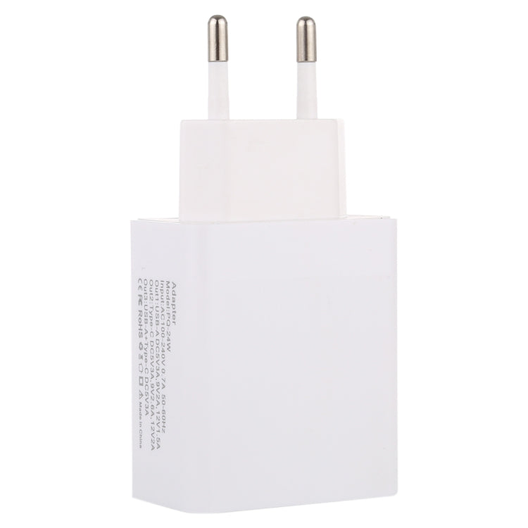 24W PD + QC3.0 Fast Charger Power Adapter Plug Adapter EU Plug, 24W EU Plug