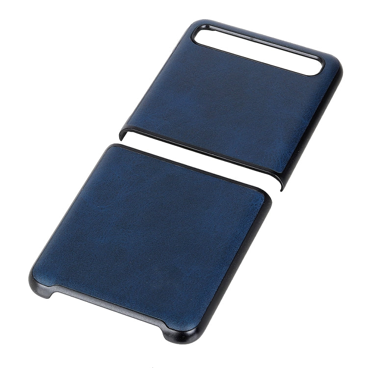 For Galaxy Z Flip Two-color Cow Leather Texture Folding Protective Case