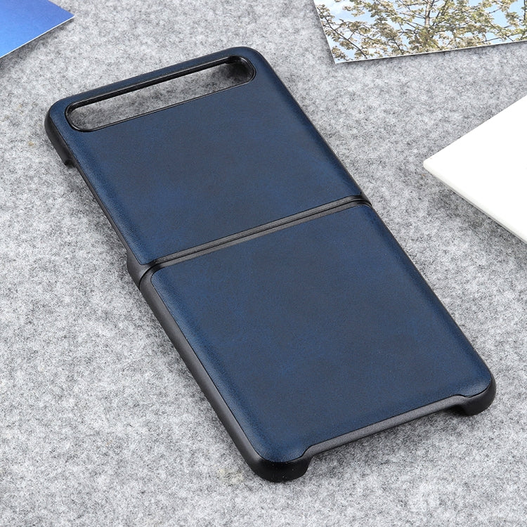 For Galaxy Z Flip Two-color Cow Leather Texture Folding Protective Case