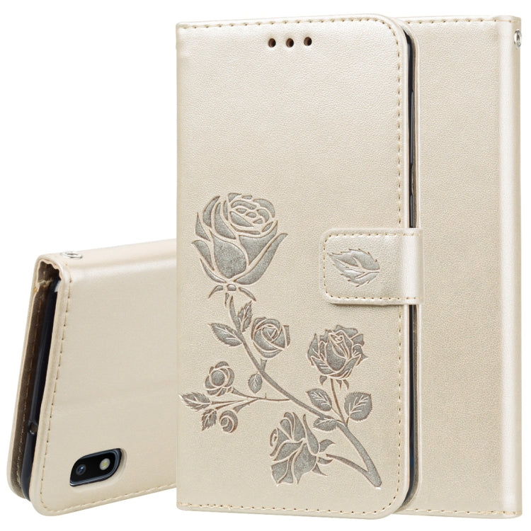 Rose Embossed Horizontal Flip PU Leather Case for Galaxy A10, with Holder & Card Slots & Wallet, For Samsung Galaxy A10