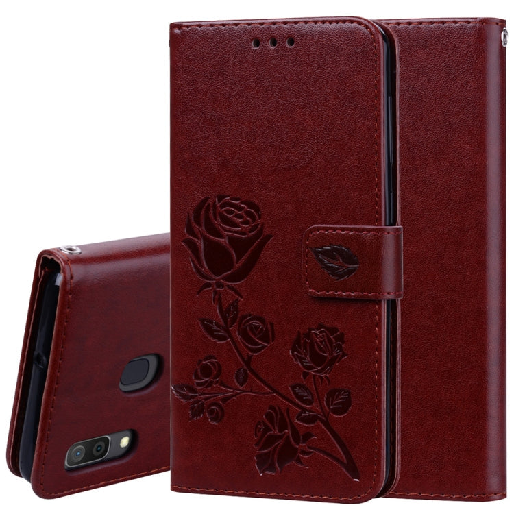 Rose Embossed Horizontal Flip PU Leather Case for Galaxy A30 / A20, with Holder & Card Slots & Wallet, For Samsung Galaxy A30 / A20