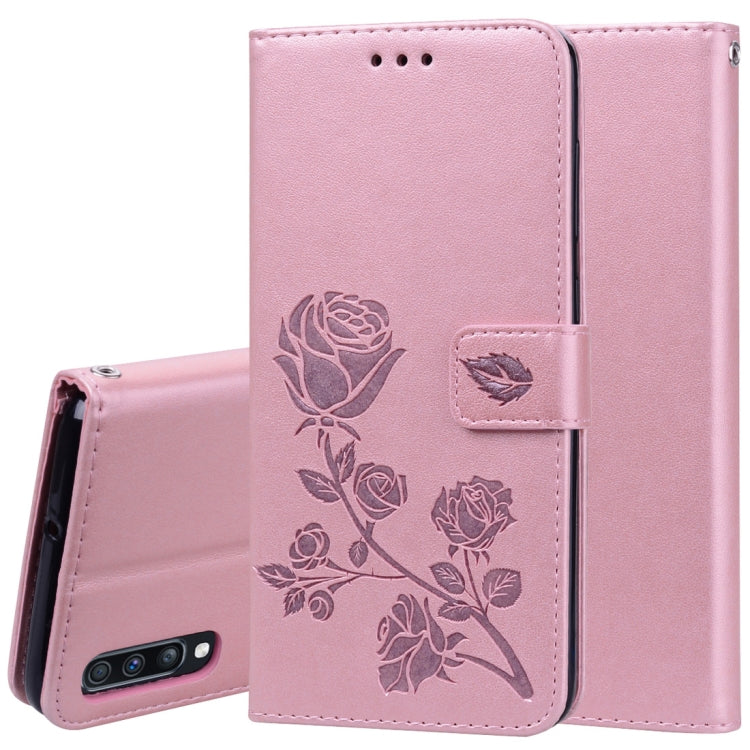 Rose Embossed Horizontal Flip PU Leather Case for Galaxy A70, with Holder & Card Slots & Wallet, For Samsung Galaxy A70