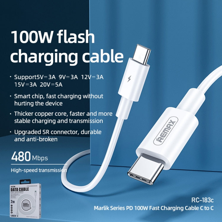 REMAX Marlik Series RC-183c PD 100W USB-C / Type-C to USB-C / Type-C Interface Fast Charging Data Cable, Cable Length: 2m, 2m