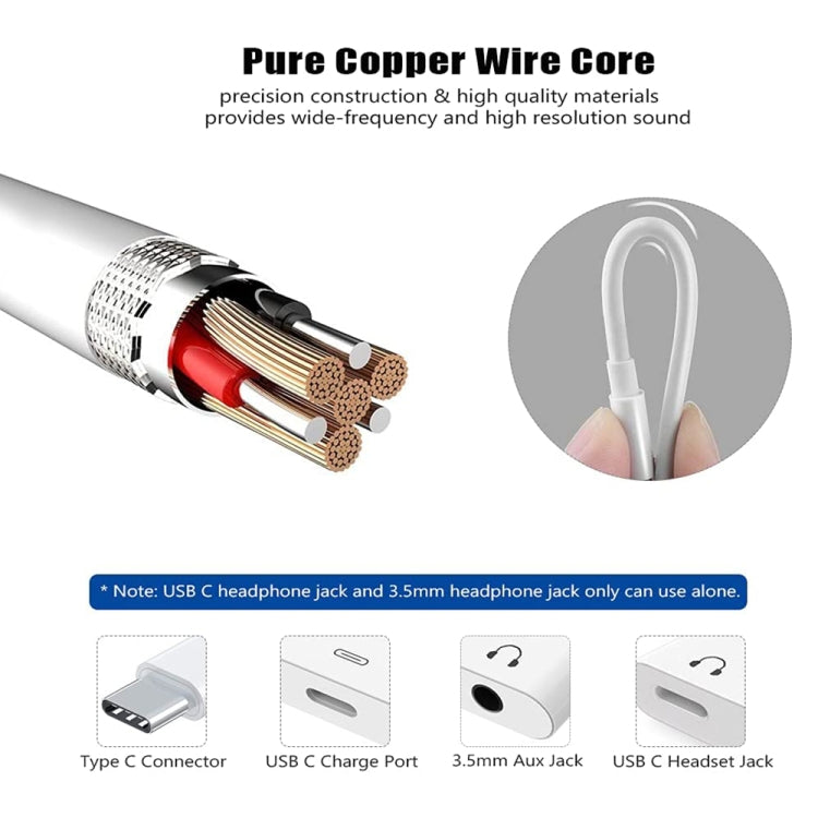 3 in 1 USB-C + 3.5mm + 3.5mm to USB-C Digital Charge Audio Adapter