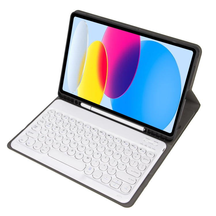 For iPad 11 2025 / 10th Gen 10.9 2022 YA10B Lambskin Texture Bluetooth Keyboard Leather Tablet Case with Pen Slot, YA10B