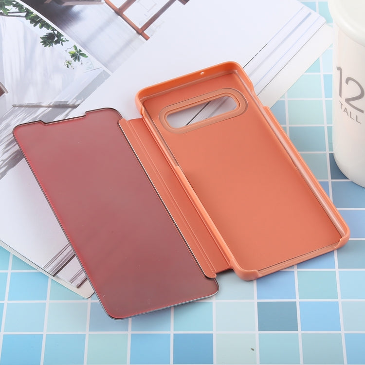 PU Electroplating Mirror Horizontal Flip Leather Case for Galaxy S10, with Holder, For Galaxy S10