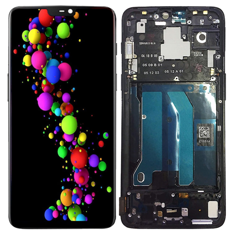 For OnePlus 6 Digitizer Full Assembly with Frame OEM LCD Screen, For OnePlus 6