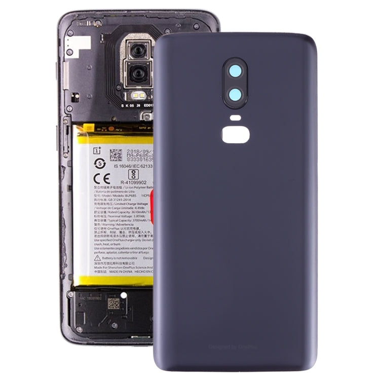 For OnePlus 6 Frosted Battery Back Cover with Camera Lens Frame, For OnePlus 6 (Frosted Black)