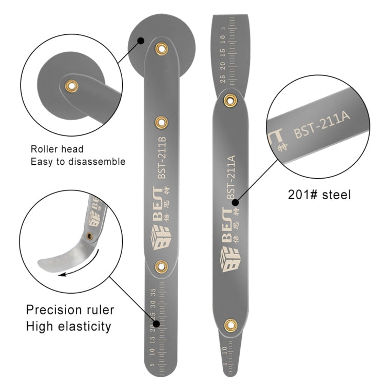 BEST BST-211A/B Universal Mobile Phone Repair Opener Tool Metal Disassemble Crowbar Metal Steel Pry Tool Set, 211A/B Crowbar