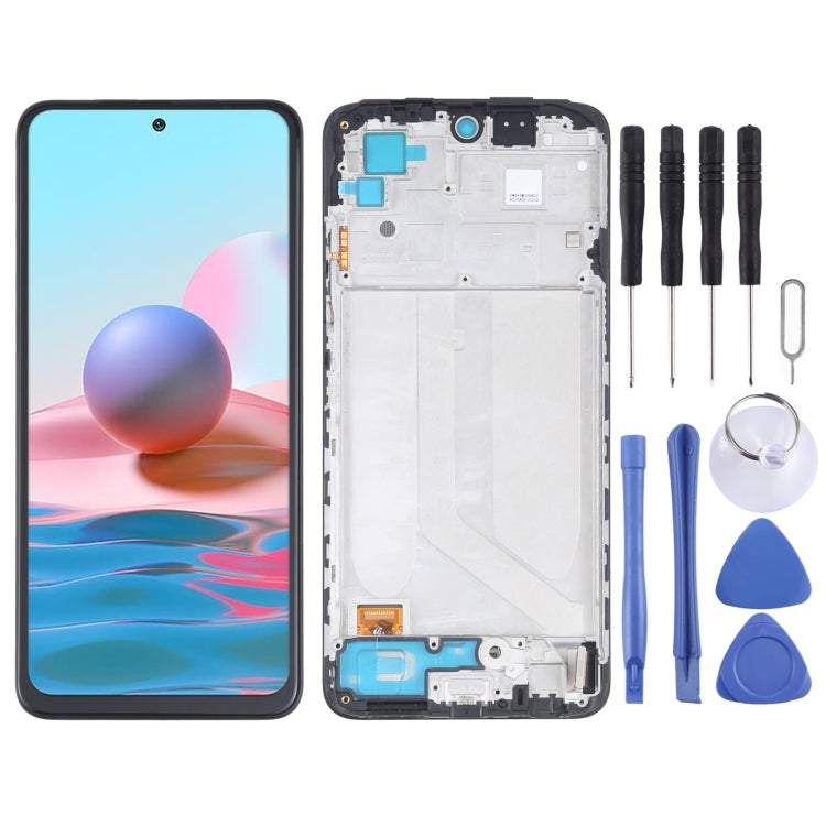 OLED Material LCD Screen and Digitizer Full Assembly With Frame for Xiaomi Redmi Note 10 4G / Redmi Note 10s 4G / Redmi Note 11 SE India / Poco M5s  M2101K7AI M2101K7AG M2101K7BG M2101K7BI M2101K7BNY                                                     ...