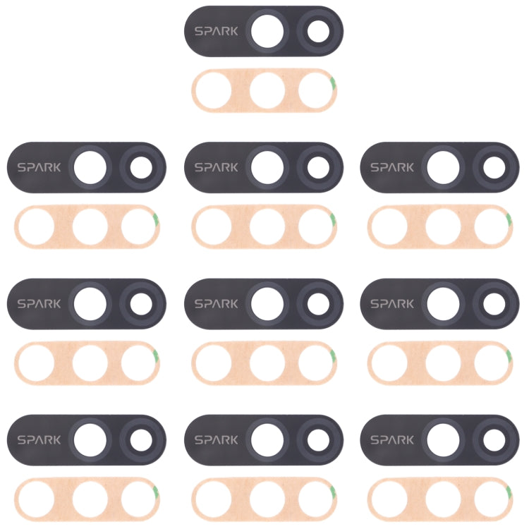 For Tecno Spark 4 Lite KC8S 10pcs Back Camera Lens, For Tecno Spark 4 Lite