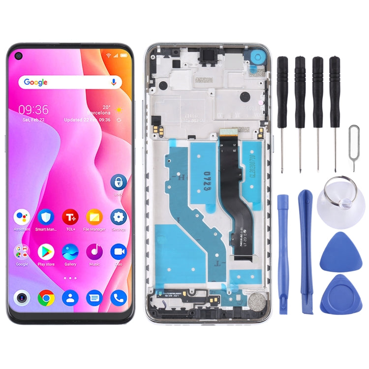 LCD Screen and Digitizer Full Assembly with Frame for TCL 10L / 10 Lite T770H, For TCL 10L / 10 Lite(Silver)