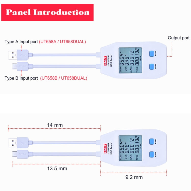 UNI-T USB Voltmeter Ammeter Tester UT658DUAL, UT658DUAL