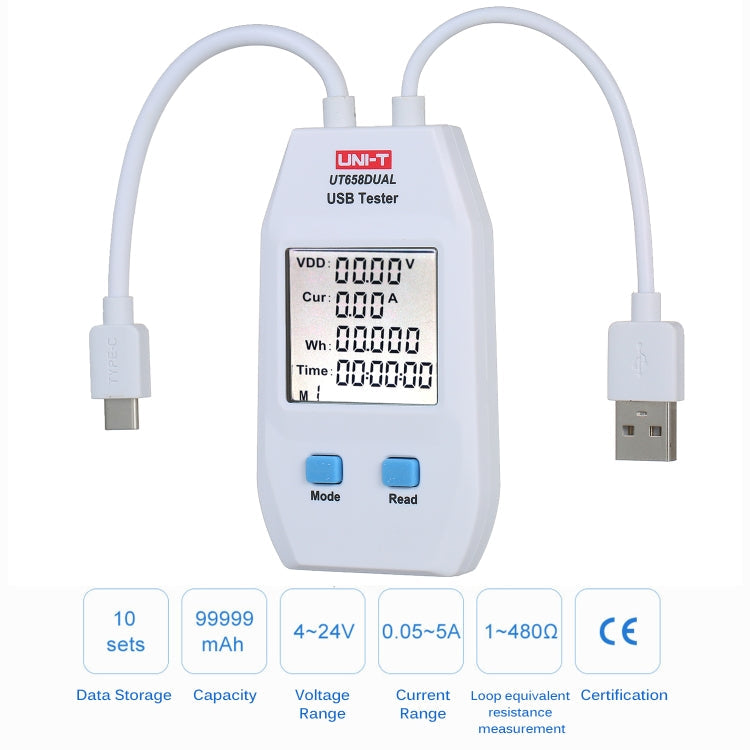 UNI-T USB Voltmeter Ammeter Tester UT658DUAL, UT658DUAL