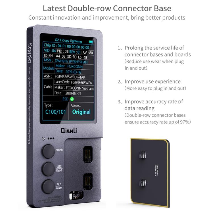 For iPhone 6 - 14 Pro Max 3 in 1 Qianli iCopy Plus 2.2 Repair Detection Programmer Set, Plug: EU, 3 in 1