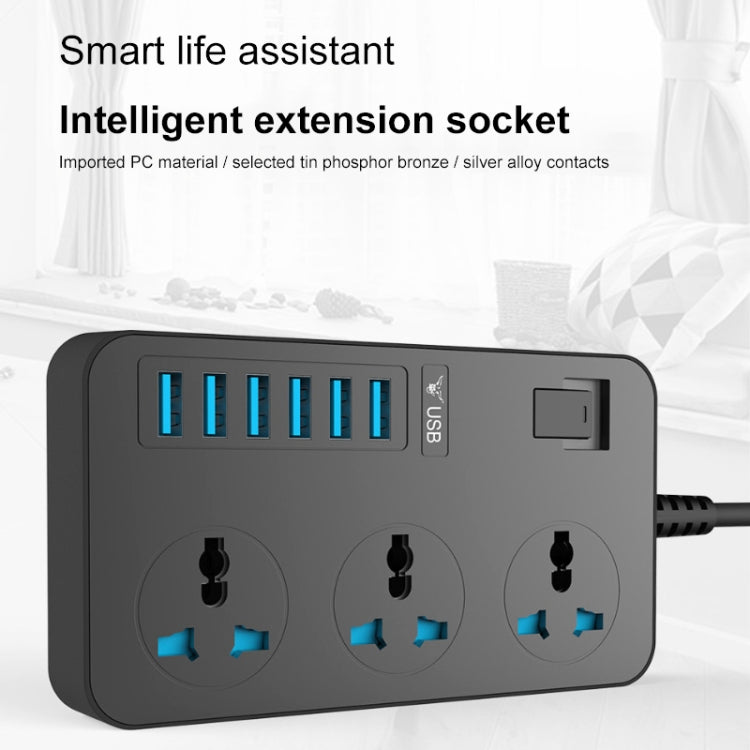 T09 3000W High Power Multi-Function Plug-in 3-Hole International Universal Jack + 6 USB Intelligent Charging, EU PLUG, US PLUG