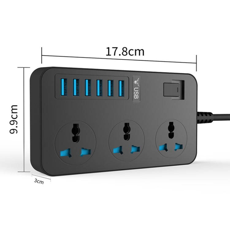 T09 3000W High Power Multi-Function Plug-in 3-Hole International Universal Jack + 6 USB Intelligent Charging, EU PLUG, US PLUG