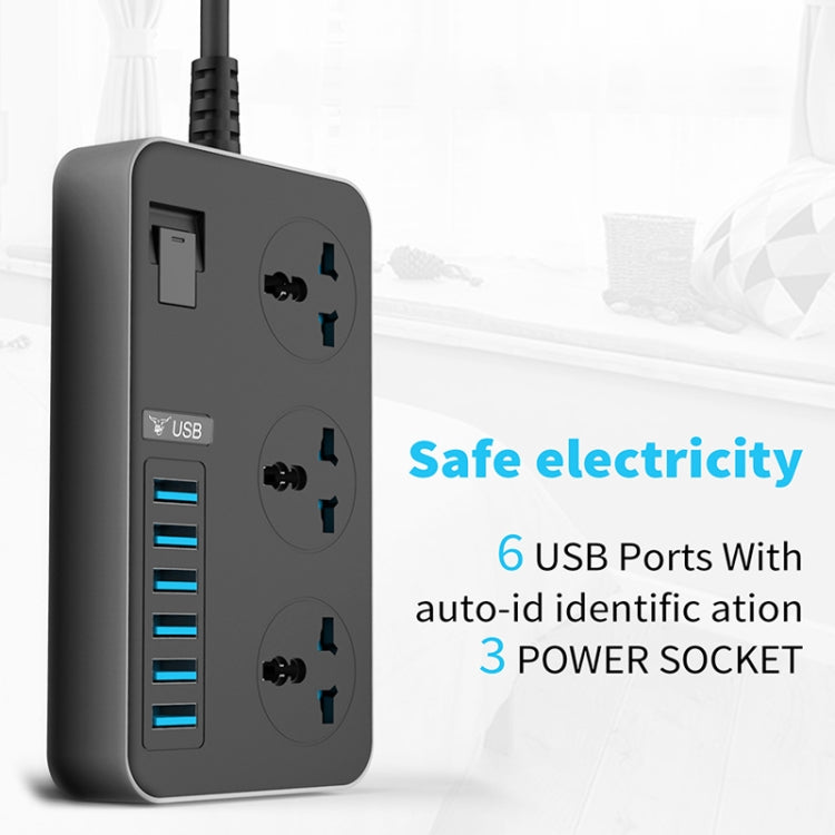 T09 3000W High Power Multi-Function Plug-in 3-Hole International Universal Jack + 6 USB Intelligent Charging, EU PLUG, US PLUG