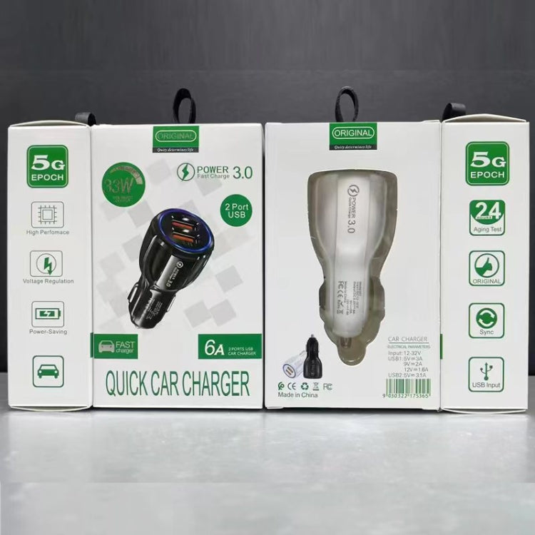Qc3.0 Dual USB Car Charger + Micro USB Fast Charging Cable Car Charging Kit, Micro USB (White), Micro USB (Black)