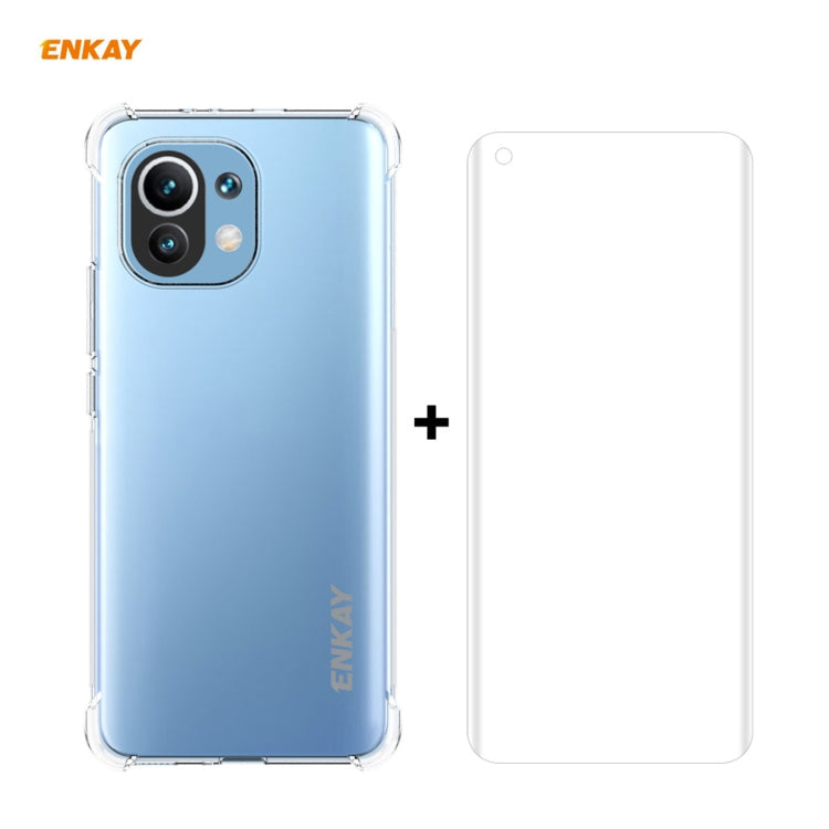 Hat-Prince ENKAY Clear TPU Shockproof Case Soft Anti-slip Cover + 3D Full Screen PET Curved Hot Bending HD Screen Protector Soft Film, Support Fingerprint Unlock, For Samsung Galaxy S21 Ultra 5G, For Xiaomi Mi 11