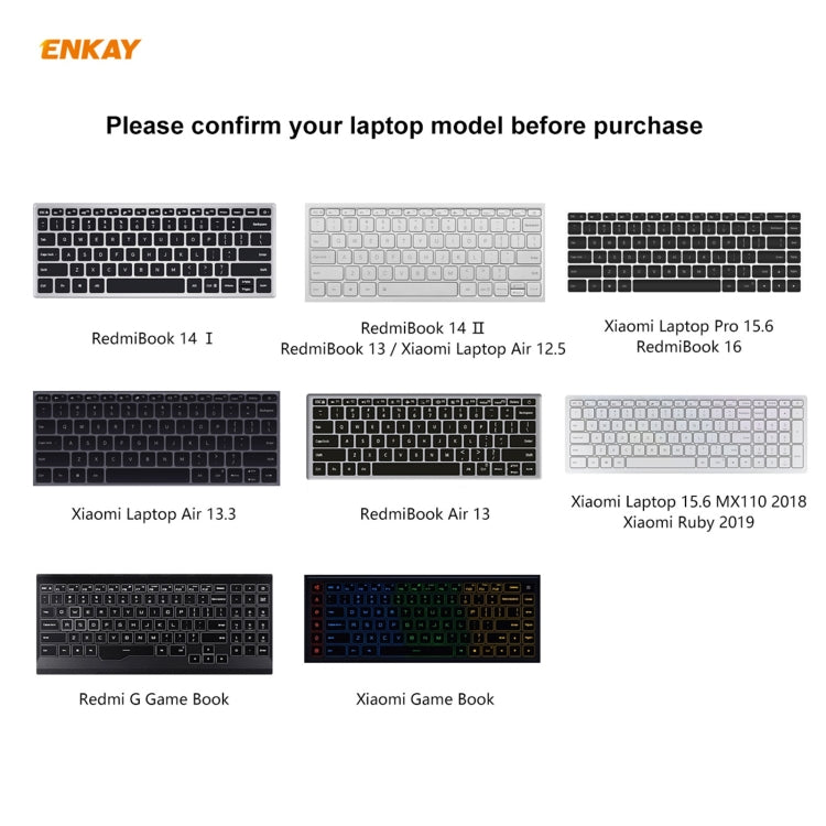 ENKAY Ultrathin Soft TPU Keyboard Protector Film, US Version, For RedmiBook 14 Ⅱ, For RedmiBook 13, For RedmiBook 16, For RedmiBook Air 13, For Xiaomi Laptop Pro 15.6, For Xiaomi Game Book