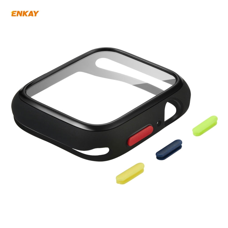 ENKAY Hat-prince Full Coverage TPU Case + Tempered Glass Protector for Apple Watch Series 6 / 5 / 4 / SE 44mm, For Apple Watch Series 6 / 5 / 4 / SE 44mm