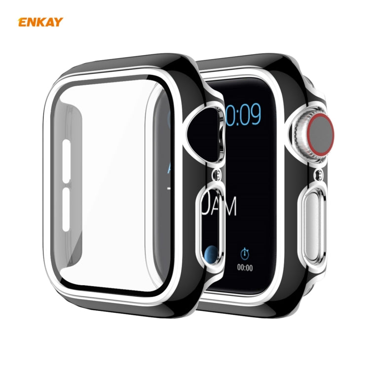 ENKAY Hat-Prince Full Coverage Electroplated PC Case + Tempered Glass Protector for Apple Watch Series 6 / 5 / 4 / SE 44mm, For Apple Watch Series 6 / 5 / 4 / SE 44mm